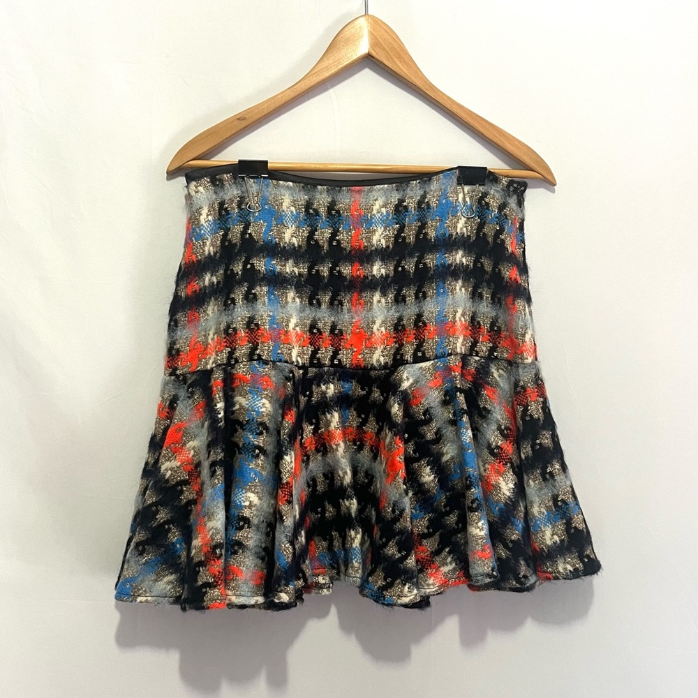 NWT Milly Blue and Orange Ruffled Skater Mini Skirt Y2K Women's Size 8